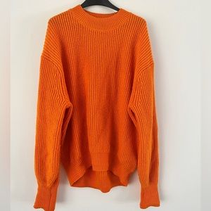 Orange H&M oversized chunky knit sweater. Size S